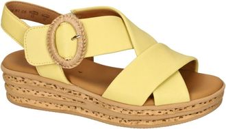 Gabor Schoenen, Dames, Geel, 39 EU, Leer, Platform Sleehak Sandaal