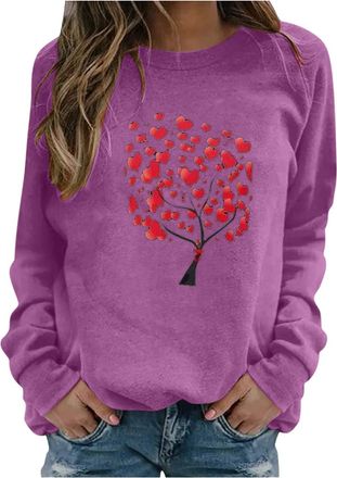 Generic Sweatshirts for Women Autumn Winter Casual Pullover Blouses Tops Womens Sweatshirts Crewneck Printed Long Sleeve Jumpers Sweatshirts Loose Sportswear 