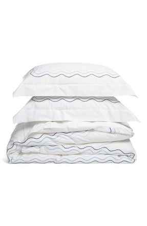 Matouk Serena Duvet Cover Set in Sailor Blue at Nordstrom, Size Queen