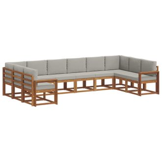 vidaXL Conjunto De Sof&aacute;s De Exterior 10 Pcs Gris Natural Y Claro Vidaxl
