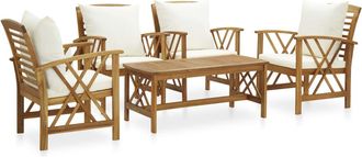 vidaXL Juego Muebles De Jard&iacute;n Y Cojines 5 Piezas Madera Maciza Acacia Vidaxl