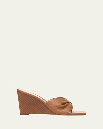 Veronica Beard 85mm Tullia Leather Wedge Sandals