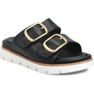 S&ouml;fft Gabby Platform Slide Sandal in Black at Nordstrom, Size 7.5