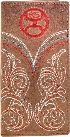 Hooey Mens Logo Andboot Stitch Filigree Embroidered Rodeo Wallet In Ranger - Tan