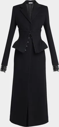 Alexander McQueen Long Corset Wool-Cashmere Coat