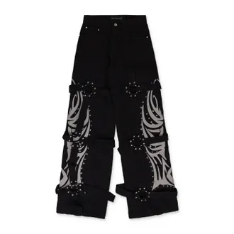 Who Decides War by Ev Bravado BLACK WINGED LOGO BONDAGE STRAIGHT-FIT JEANS