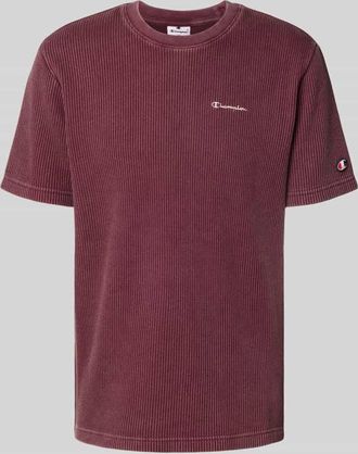 Champion T-Shirt mit Strukturmuster und Rundhalsausschnitt in Bordeaux, Größe L