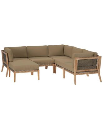 ModWay Clearwater Outdoor Patio Teak Wood 6Pc Sectional Sofa