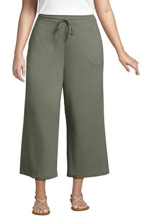 Lands End Sport Knit Pull On Drawstring Wide Leg Crop Pants in Sage at Nordstrom, Size 1 X