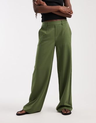 Object Pantaloni sartoriali a gamba larga bronze green-Verde