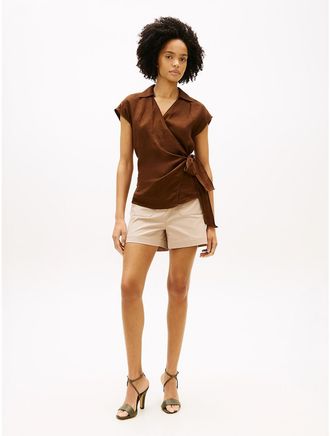 Tommy Hilfiger Womens Gold-Button Twill Pocket Short - Beige - 4