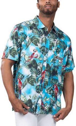 Margaritaville Mens Margaritaville Light Blue NASCAR Jungle Parrot Party Button-Up Shirt at Nordstrom, Size Medium