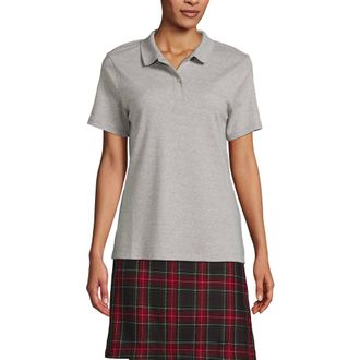 Lands End School Uniform Short Sleeve Feminine Fit Interlock Polo Shirt in Gray Heather at Nordstrom, Size Xx-Small