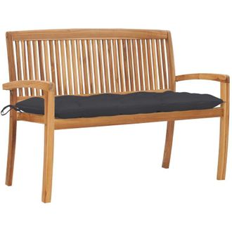 vidaXL Banco De Jard&iacute;n Apilable Y Coj&iacute;n Madera Maciza De Teca 128,5 Cm Vidaxl