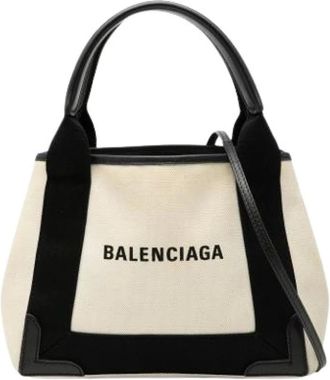 Balenciaga Pre-owned Tote Bags, female, Beige, Size: ONE SIZE Pre-owned Navy Cabas XS