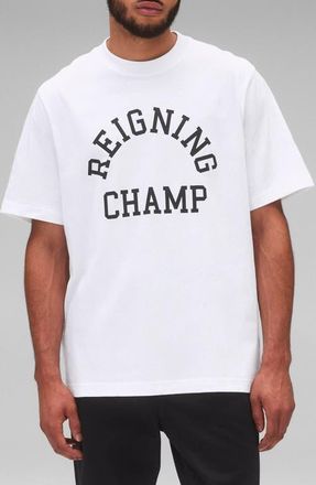 Reigning Champ Midweight Jersey Arch Logo T-Shirt in White at Nordstrom, Size X-Large