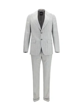 HUGO BOSS Mens Suit Cotton & Virgin Wool Open Grey Suits