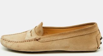 Tod's Tods Beige Suede Gommino Slip On Driving Loafers