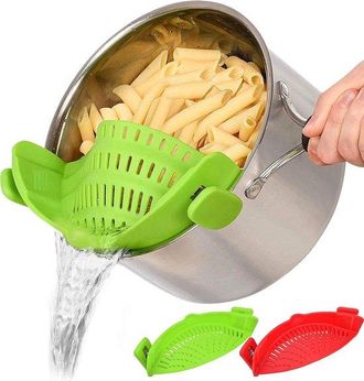 No Brand Paquete De 2 Coladores De Silicona Con Clip, Colador Resistente Al Calor Y Tamiz Para Arroz, Herramienta De Drenaje Universal Para Todo Tipo De Ollas 
