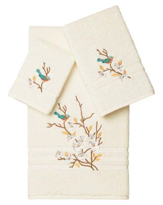 Linum Home Textiles Turkish Cotton Spring Time 3Pc Embellished Towel Set