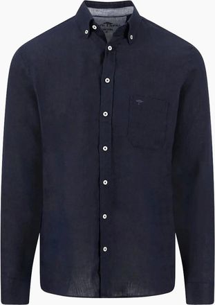 Fynch-Hatton Mens FYNCH-HATTON LONG SLEEVED LINEN SHIRT NAVY - Size: 38