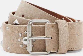 AllSaints Cow Leather Rayen Studded Suede Belt, Size: L