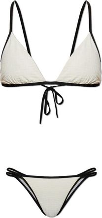 Balmain Monogram Lycra Zwempak - Dames - Bikinis - Beige - L - Tweed - Badmode