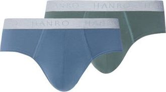 Hanro Cotton Essentials 2-Pack Cotton Briefs in Studio Green /Retro Blue at Nordstrom, Size Xx-Large