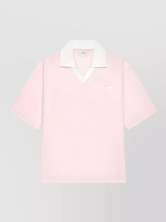Courr&egrave;ges oversized v-neck short-sleeve polo shirt