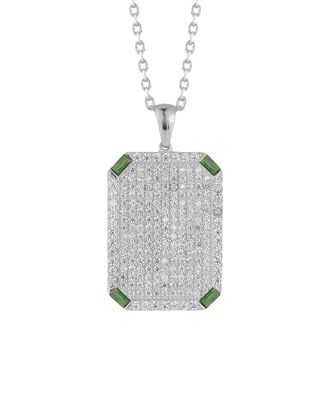 Sphera Milano Silver Cz Tag Pendant Necklace