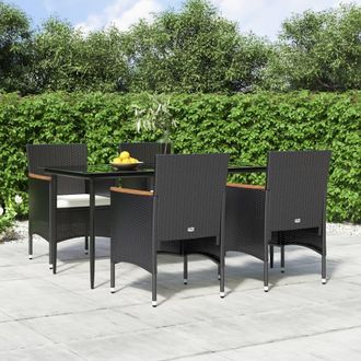 vidaXL Juego De Comedor De Jard&iacute;n 5 Piezas Con Cojines Negro Vidaxl