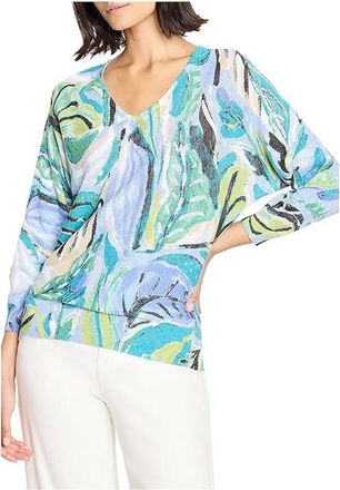 Nic+Zoe Petite Island Beat Cotton Slub Sweater Womens Sweater Blue : PP, Acrylic/Cotton