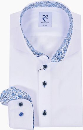 R2 Mens R2 LONG SLEEVED CUT AWAY COLLAR SHIRT WHITE - Size: 46/48