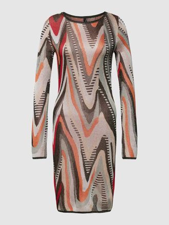 Guess Knielanges Kleid mit Allover-Muster Modell SCARLETT in Silber, Gr&ouml;&szlig;e 44