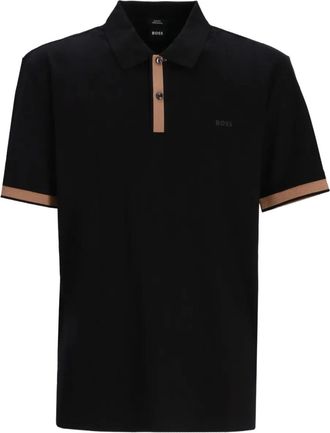 BOSS Poloshirt met contrasterende afwerking - Zwart