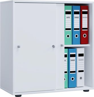 ebuy24 Armario De Oficina Vcm Con 2 Compartimentos Armario De Archivo Moderno Con Puertas Correderas Dimensiones Aprox. An. 70 X Al. 73 X T. 37 Cm - Comparti