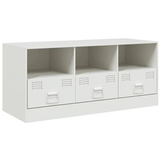 Berkfield Home TV Cabinet White 99x39x44 cm Steel | Size: 99 x 39 x 44 cm