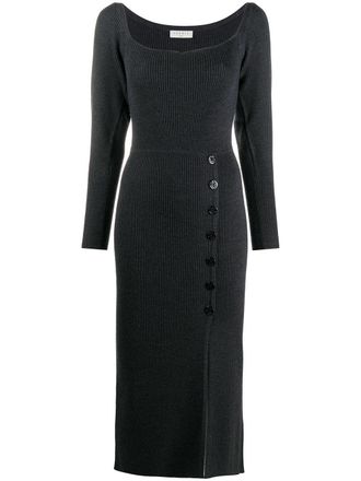 Sandro buttoned ribbed knit dress - women - Acrylic/Wool - 42 - Grey