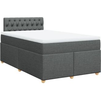 vidaXL Cama Box Spring Con Colch&oacute;n Tela Gris Oscuro 120x190 Cm Vidaxl
