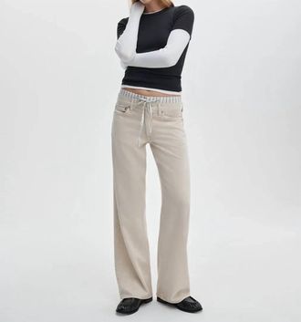 Rag & Bone Saige Relaxed Straight Boxer Jeans In Sand Stone Stripe