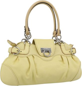 Ferragamo Gancini Leather Yellow Leather Handbag (Pre-Owned)