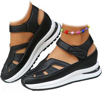 Generic Orthopedic Wedge Sandals for Women 2026 Summer, Closed Toe Breathable Platform Sandals, Wide Fit Comfortable Walking Sport Wedge Shoes with Ankle Stra