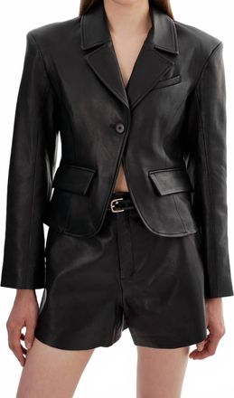 LaMarque Valentina Micro Leather Blazer In Black