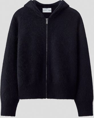 H&M Gestrickte Hoodiejacke aus Wollmix - Schwarz