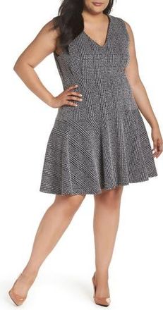 Eliza J Drop Waist Sleeveless Dress in Navy/Ivory at Nordstrom Rack, Size 22W