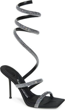 Alexander Wang Julie Hotfix Coil Sandal in Black/silver at Nordstrom, Size 39.5