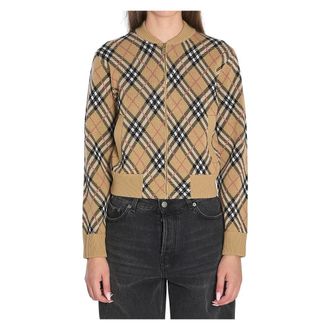 Burberry Truien & Vesten, Dames, Veelkleurig, L, Wol, Check Wol Blend Vest