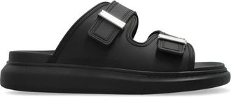 Alexander McQueen Slippers met logo - Heren - Sandalen - Zwart - 41 1/2 EU - Leer - Schoenen