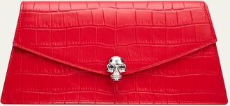 Alexander McQueen Skull Mini Croc-Embossed Leather Top-Handle Bag