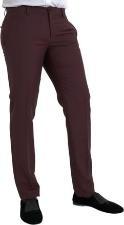 Dolce & Gabbana Maroon Wool Men Slim Fit Dress Pants Mohair